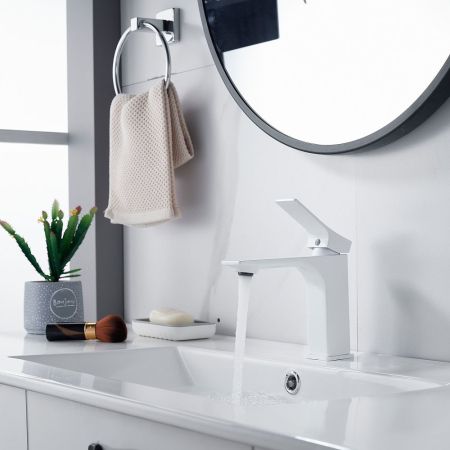 Смеситель для раковины Shevanik S6101C, белый