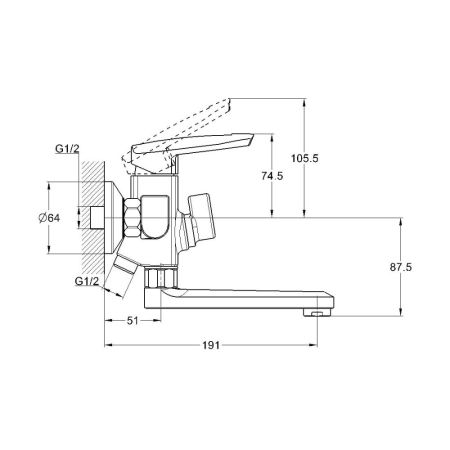 Смеситель для ванны G.Lauf LOF3-A033, хром, артикул LOF3-A033