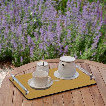 ADJ Поднос Asti, 42x36xH5 см., цвет: горчичный/оливковый, фурнитура графит, артикул 4236L.40/55