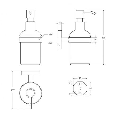 RELAX-SOIS-V-BORO Диспенсер для мыла подвесной, стекло, исполнение брашированное золото, артикул RELAX-SOIS-V-BORO