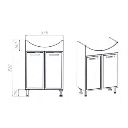 Тумба VIANT "Милан" 2 ств 315х555х820 под раковину 1WH110246 (Балтика 60) (VMIL60BA-T2ST), артикул VMIL60BA-T2ST