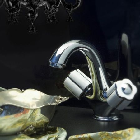 Bongio Fleur blanc Смеситель для раковины с донным клапаном, хром, артикул 11521CR00