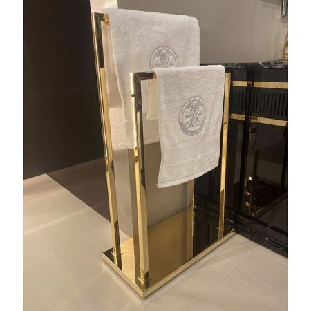 OASIS SQUARE Полотенцедержатель напольный, двойной, цвет золото, артикул 0ACS02608000048OR