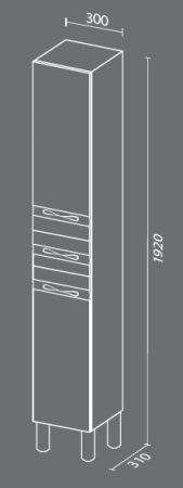 Шкаф пенал SanVit Прима 30 pprim с фактурой под дерево прямые ручки Шелк Сталь
