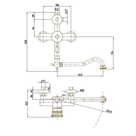 Душевая система Bronze de Luxe Windsor 10120DDF Бронза