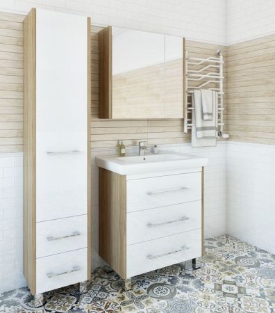 Шкаф пенал Sanflor Ларго 40 L Н0000000028 Швейцарский вяз Белый, артикул Н0000000028