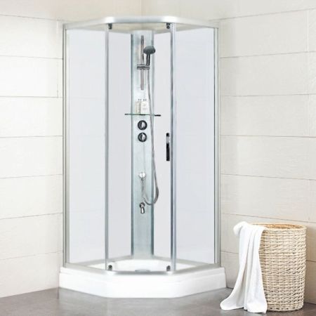 Душевая кабина Bravat Waterfall 90x90 BC090.6100A Хром стекло прозрачное без крыши, артикул BC090.6100A