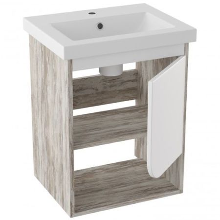 Тумба под раковину Runo Сити 50 4620750028763 подвесная Скандинавский Дуб Белая