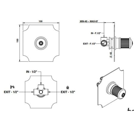 BONGIO IMPERO Переключатель на 2 положения, ручка с прозрачными кристаллами SWAROVSKY®, внешняя часть, цвет золото, артикул 06556OREU