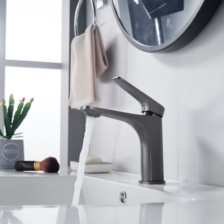 Смеситель для раковины Shevanik S4201T, оружейная сталь