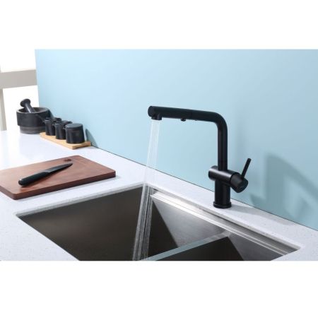 Смеситель для кухни с выдвижным изливом Raglo R86.49.06, черный, артикул R86.49.06