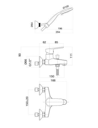 Смеситель для ванны Fiore KEVON BLACK MATT 81NN1509, черный, артикул 81NN1509