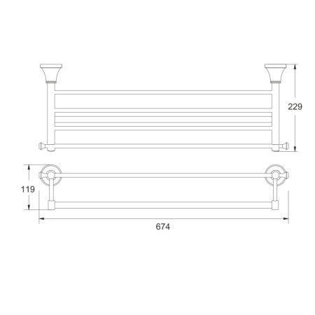 Полка для полотенец Rose RG1908E, золото, артикул RG1908E