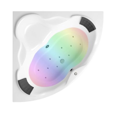 Аэромассажный комплект с хромотерапией 5 в 1 Lavinia Boho Elegant 361930AC, акриловая ванна 140x140 см, каркас с монтажным набором, подголовник, хромотерапия, аэромассаж, артикул 361930AC