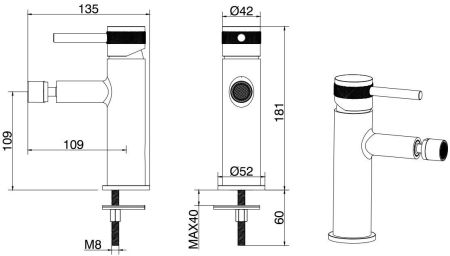 Смеситель для биде Allen Brau Priority 5.31004-00 (с донным клапаном) хром, артикул 5.31004-00