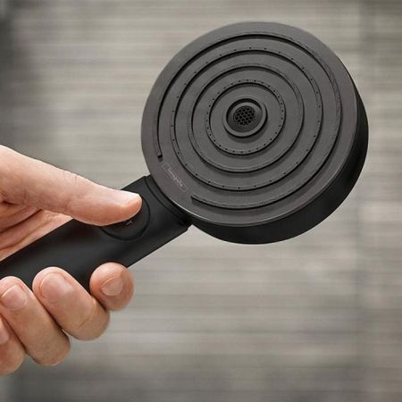Ручной душ, Hansgrohe, Pulsify Select S, размер душевого диска, мм-105, форма-круглая, количество режимов-3, тип струи-PowderRain, IntenseRain, массажная, цвет-черный матовый, артикул 24111670