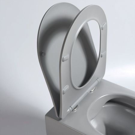 Унитаз подвесной Evo VT1-34SMG безободковый, цвет серый матовый, ультратонкое soft-close сиденье, артикул VT1-34SMG