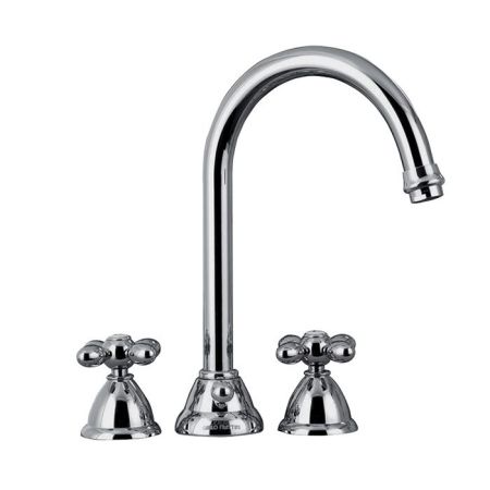 FIMA|Carlo Frattini Olivia Смеситель для раковины, на 3 отверстия, вращающийся излив, с донным клапаном, цвет хром, артикул F5001CR