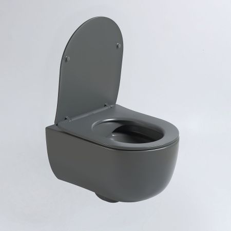 Унитаз подвесной Evo VT1-34SMA безободковый, цвет антрацит матовый, ультратонкое soft-close сиденье, артикул VT1-34SMA