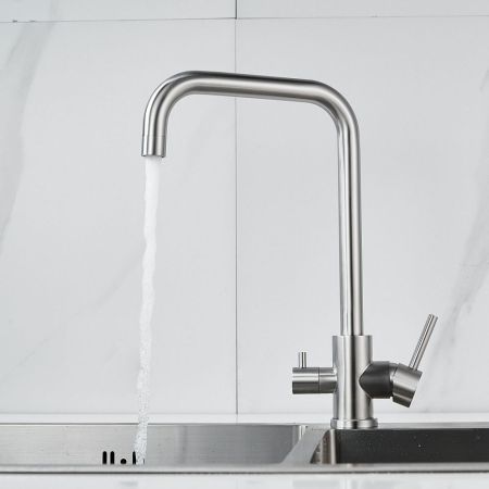 Смеситель для кухни с подключением фильтра воды Raffine F118L, сатин, артикул F118L