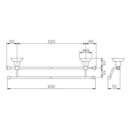 Nicolazzi Cristallo Di Rocca Полотенцедержатель двойной 52 см, цвет: хром, артикул 1498CR09C