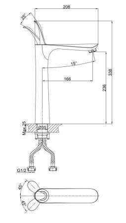 Смеситель для раковины высокий DK Venice Baciano (DA1032056), артикул DA1032056