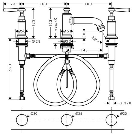 AX Montreux Смеситель для раковины 30, цвет шлифованный черный хром, артикул 16535340