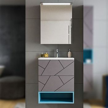 Комплект мебели для ванной Бриклаер КРИСТАЛЛ 60Z, графит/муссон