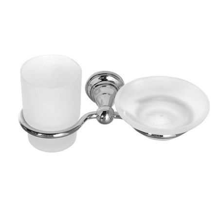 Комплект DIAMOND: Мыльница и стаканчик, с хромированным креплением, Sapho, артикул 1317-04