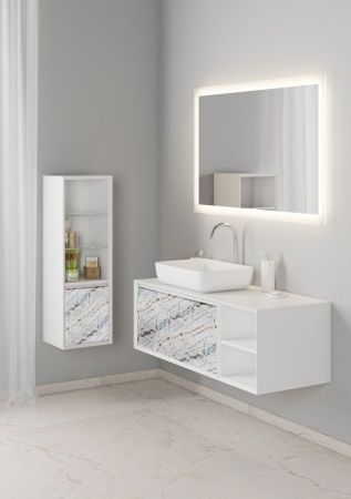 Тумба под раковину SanVit Стайл 120 L kstyle120 с фактурой под дерево подвесная Кедр, артикул kstyle120