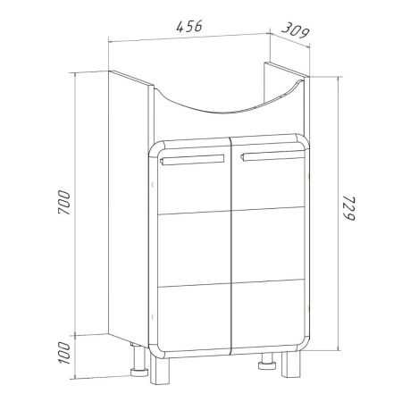 Тумба Runo Эрика 50 под умывальник УТ000001012 (Элеганс 50) (00-00004154), артикул 00-00004154
