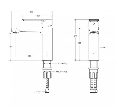 STYLUS-LS-IN Смеситель для раковины однорычажный с донным клапаном, сатин, артикул STYLUS-LS-IN