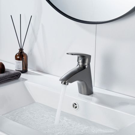 Смеситель для раковины Shevanik S5001T, оружейная сталь, артикул S5001T