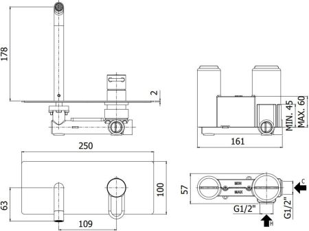 Смеситель для раковины Paffoni Joker JK105CR (с внутренней частью), артикул JK105CR