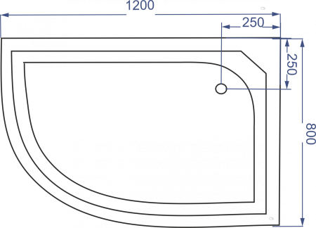 Душевой поддон полукруглый Поддон 120х80 НПК L/R, артикул Поддон 120х80 НПК L/R