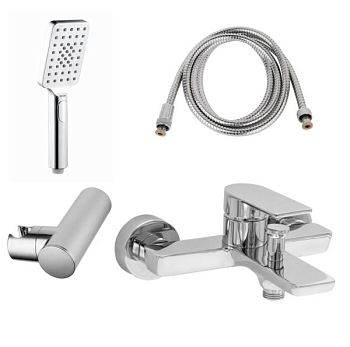 AQG Alpha, однорычажный смеситель для ванны c набором для душа, цвет хром