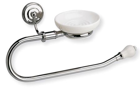 Stil Haus Nemi, полотенцедержатель - полукольцо + мыльница, цвет хром - белая керамика, артикул N79(39)