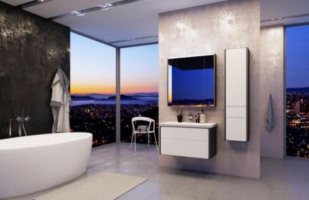 Зеркальный шкаф Roca Ronda 70 ZRU9302969 с подсветкой Белый глянец Антрацит, артикул ZRU9302969