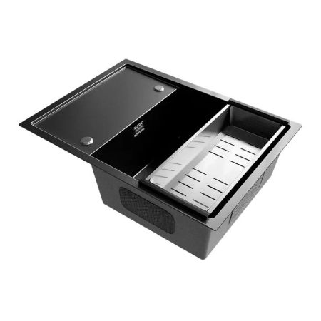 Кухонная мойка Ulgran Steel 680x500, черная брашированная сталь, артикул US 680-002