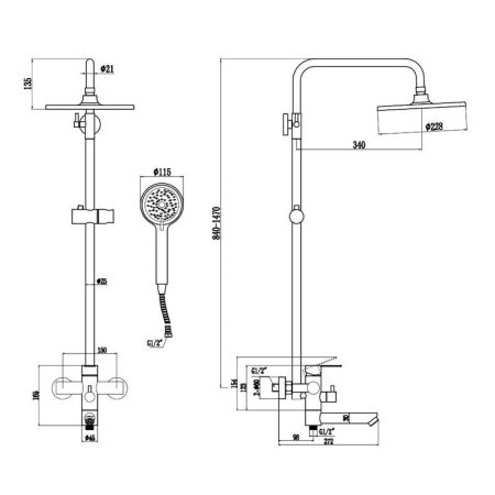 Душевая система Esko Orlando Black ST260OLB, черный, артикул ST260OLB