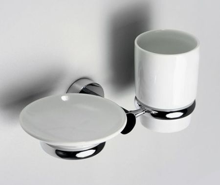 Стакан для зубных щеток с мыльницей WasserKRAFT Donau K-9426C Хром, артикул K-9426