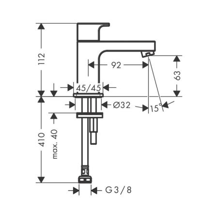 HG Vernis Shape 70 Кран для холодной воды, без сливного набора, хром