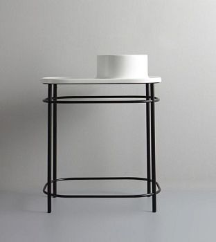 White Ceramic Upper, комплект консоль W11080M + раковина без отв. под смеситель W3007, цвет черный матовый