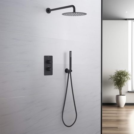 Set 3 в 1 душевой комплект AQUATEK, матовый черный AQ1376MB ЕВРОПА, артикул AQ1376MB