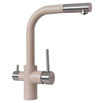 Смеситель для кухни с выдвижным изливом и подключением фильтра Florentina КРИСТАЛЛ 333.32H.2123.107, песочный