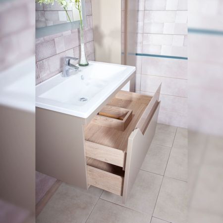 Тумба под раковину подвесная Бриклаер Брайтон бежевый, 70 см, артикул 4627125415814