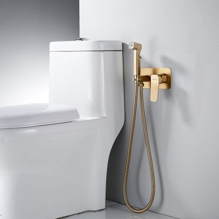 Гигиенический душ со смесителем Shevanik S9905G, золотой сатин, артикул S9905G