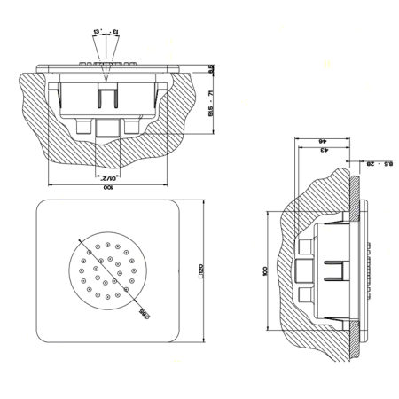 Gessi Внутренняя часть боковой встраиваемой форсунки, артикул 32985#031