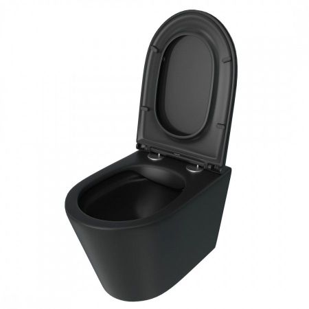 Унитаз подвесной Maretti Florenza безободковый с микролифтом, FL10PBM97-560, черный, артикул FL10PBM97-560