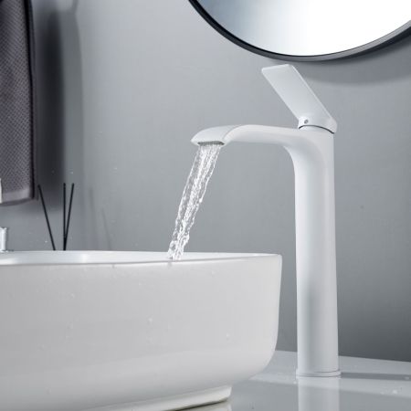 Смеситель для раковины высокий Shevanik S4111C, белый